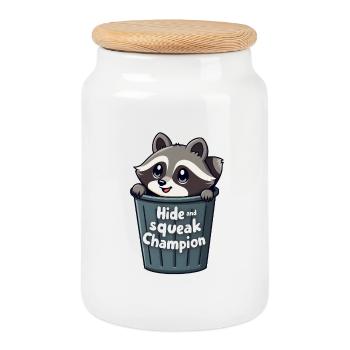 Champion de cache-cache et de grincement - Boîte à biscuits avec couvercle en bois - blanc - Devant