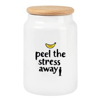 Peel the Stress Away - Cookie Jar with Wooden Lid - white - Front
