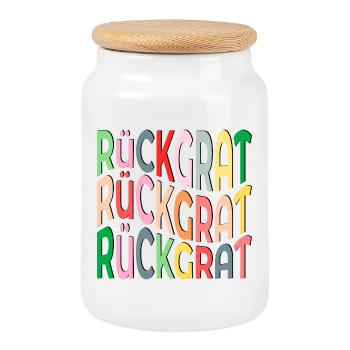 RÜCKGRAT DEMOKRATIE - Keksdose mit Holzdeckel - Weiß - Vorne