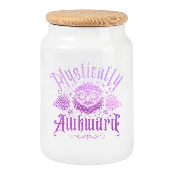 Magiquement maladroit – Owl Magic - Boîte à biscuits avec couvercle en bois - blanc - Devant