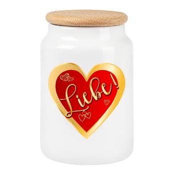 HERZ SYMBOLE LIEBE - Keksdose mit Holzdeckel - Weiß - Vorne