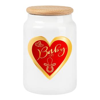 BABY PREGNANCY NOTIFICATION BABY PACIFIER - Cookie Jar with Wooden Lid - white - Front
