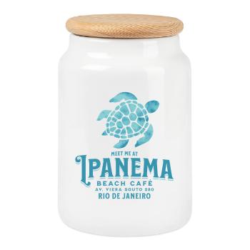 Treffen Sie mich im Ipanema Beach Café - Keksdose mit Holzdeckel - Weiß - Vorne