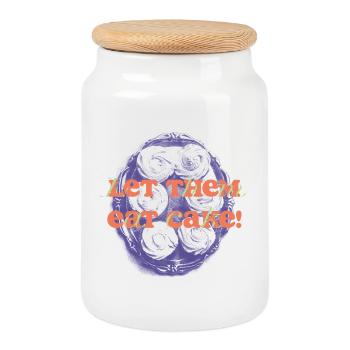 Laissez-les manger du gâteau Déclaration - Boîte à biscuits avec couvercle en bois - blanc - Devant
