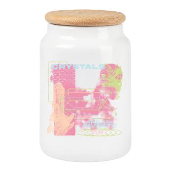 Crystals Are My Favorite Vibe - Cookie Jar with Wooden Lid - white - Front