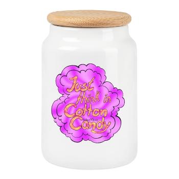 Cotton Candy Thinking Extra Shine - Cookie Jar with Wooden Lid - white - Front