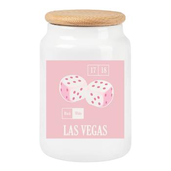 Dés du casino de Las Vegas - Boîte à biscuits avec couvercle en bois - blanc - Devant
