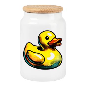 Caneton Canard Canard Canard - Boîte à biscuits avec couvercle en bois - blanc - Devant