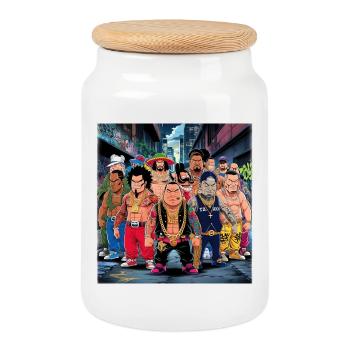 Gang de Voyous des Rues - Style Manga 2 - Boîte à biscuits avec couvercle en bois - blanc - Devant