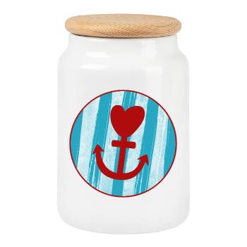 Anker Streifen Hamburg Liebe Herz Nordsee Ahoi Fan - Keksdose mit Holzdeckel - Weiß - Vorne