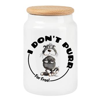 Grumpy I Don't Purr Cat Saying Cats - Cookie Jar with Wooden Lid - white - Front