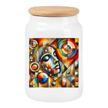 Sleeping woman - Cookie Jar with Wooden Lid - white - Front