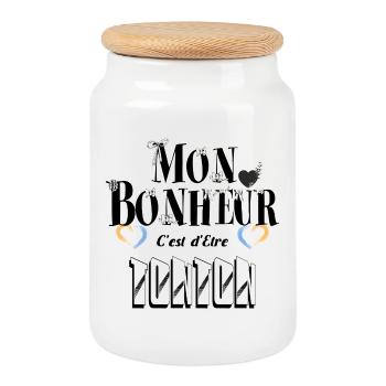 Mon Bonheur C'est d'Etre Tonton - Boîte à biscuits avec couvercle en bois - blanc - Devant