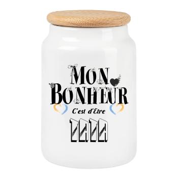 Mon Bonheur C'est d'Etre Tata - Boîte à biscuits avec couvercle en bois - blanc - Devant