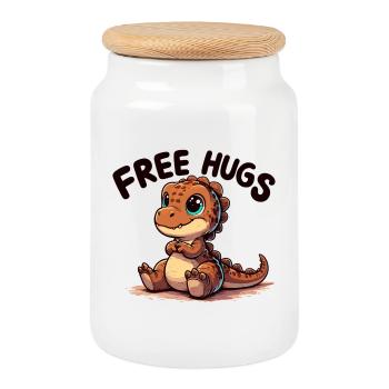 T-Rex Mignon Bébé Dino Câlins Bébé Cadeau - Boîte à biscuits avec couvercle en bois - blanc - Devant
