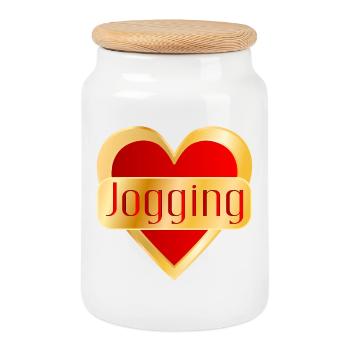 COURSE À PIED JOGGING CŒUR - Boîte à biscuits avec couvercle en bois - blanc - Devant