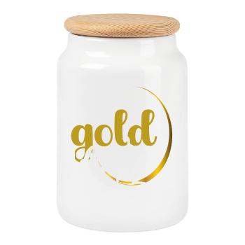 Design élégant de cœur d’amour en or et blanc - Boîte à biscuits avec couvercle en bois - blanc - Devant