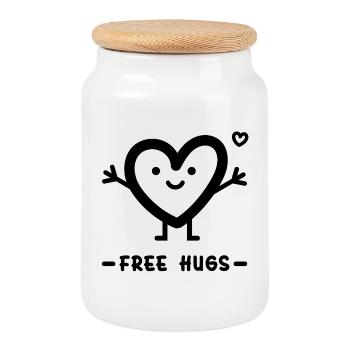 Câlins gratuits pour la Saint-Valentin - Boîte à biscuits avec couvercle en bois - blanc - Devant