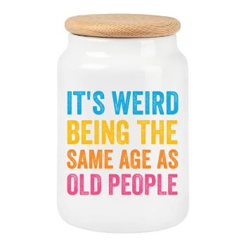 Es ist seltsam, im gleichen Alter wie Old People Retro zu sein - Keksdose mit Holzdeckel - Weiß - Vorne