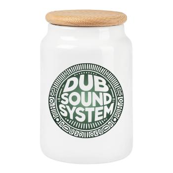 Dub sound system logo, for music lovers - Cookie Jar with Wooden Lid - white - Front