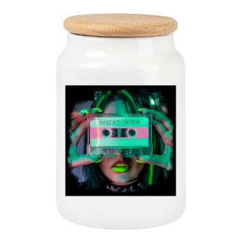 Danser avec le diable - Boîte à biscuits avec couvercle en bois - blanc - Devant