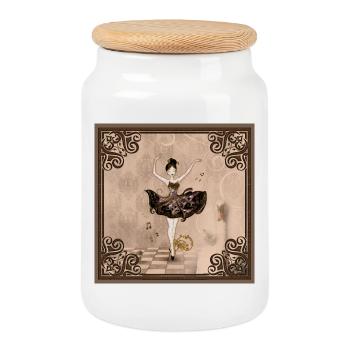 La danseuse des sons - Boîte à biscuits avec couvercle en bois - blanc - Devant