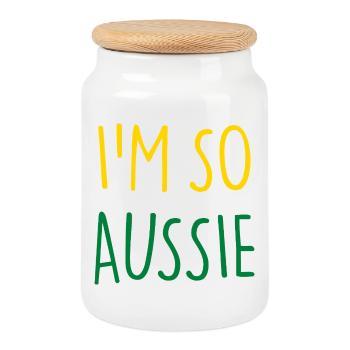 I'M SO AUSSIE Australian Australia - Cookie Jar with Wooden Lid - white - Front