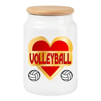 HEART HOBBY VOLLEYBALL - Cookie Jar with Wooden Lid - white - Front
