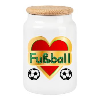 HERZ FUßBALL - Keksdose mit Holzdeckel - Weiß - Vorne