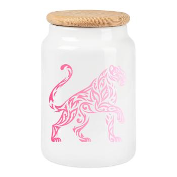 Gradient Tribal Panther - Cookie Jar with Wooden Lid - white - Front