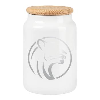 Panther Head - Cookie Jar with Wooden Lid - white - Front