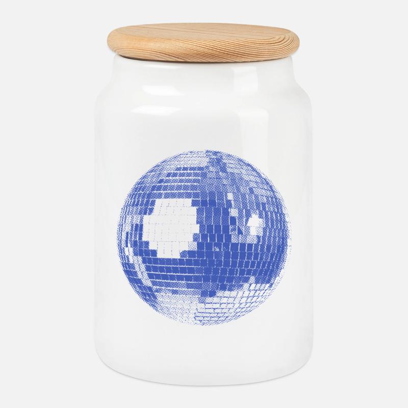 Disco Ball – Retro Party Vibes - Keksdose mit Holzdeckel - Weiß