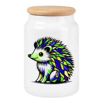 Igel - Keksdose mit Holzdeckel - Weiß - Vorne