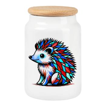 Hedgehog - Cookie Jar with Wooden Lid - white - Front