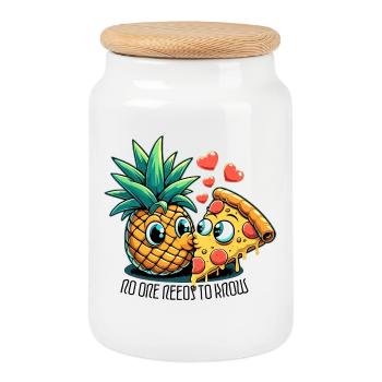 Pizza Hawaii Zungenkuss Liebe witzig Geschenk - Keksdose mit Holzdeckel - Weiß - Vorne