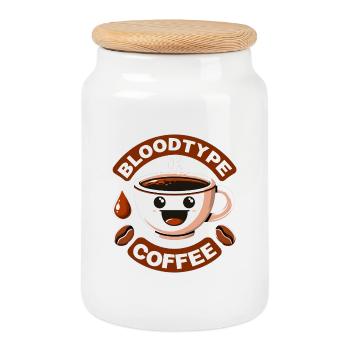 Blood Type Coffee Cartoon Gift - Cookie Jar with Wooden Lid - white - Front