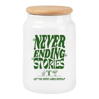 Never Ending Stories – Naturverbunden - Keksdose mit Holzdeckel - Weiß - Vorne
