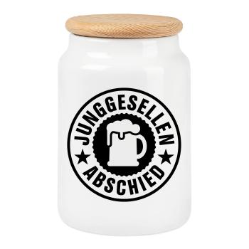 Junggesellen Abschied Bier - Keksdose mit Holzdeckel - Weiß - Vorne
