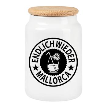 Finally Mallorca Cocktail again - Cookie Jar with Wooden Lid - white - Front