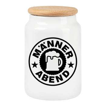 Männer Abend Bier - Keksdose mit Holzdeckel - Weiß - Vorne