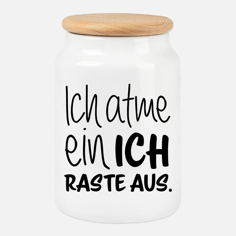 Ich atme ein - ich raste aus - Keksdose mit Holzdeckel - Weiß