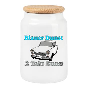  Trabi GDR, Blue Haze (25) - Cookie Jar with Wooden Lid - white - Front