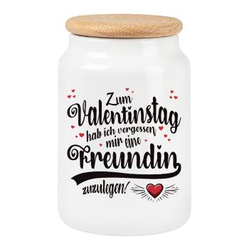 Saint-Valentin sans petite amie - Boîte à biscuits avec couvercle en bois - blanc - Devant