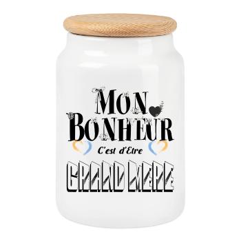 Mon Bonheur C'est d'Etre Grand Mère - Boîte à biscuits avec couvercle en bois - blanc - Devant