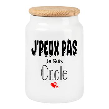 J'Peux Pas Je suis Oncle - Boîte à biscuits avec couvercle en bois - blanc - Devant