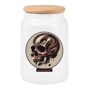 Ars moriendi skull - Cookie Jar with Wooden Lid - white - Front