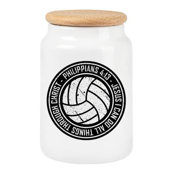 Philippians4:13 Faith Emblem Circle - Cookie Jar with Wooden Lid - white - Front