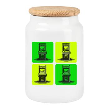 Machines de jeux rétro des années 80 - Boîte à biscuits avec couvercle en bois - blanc - Devant