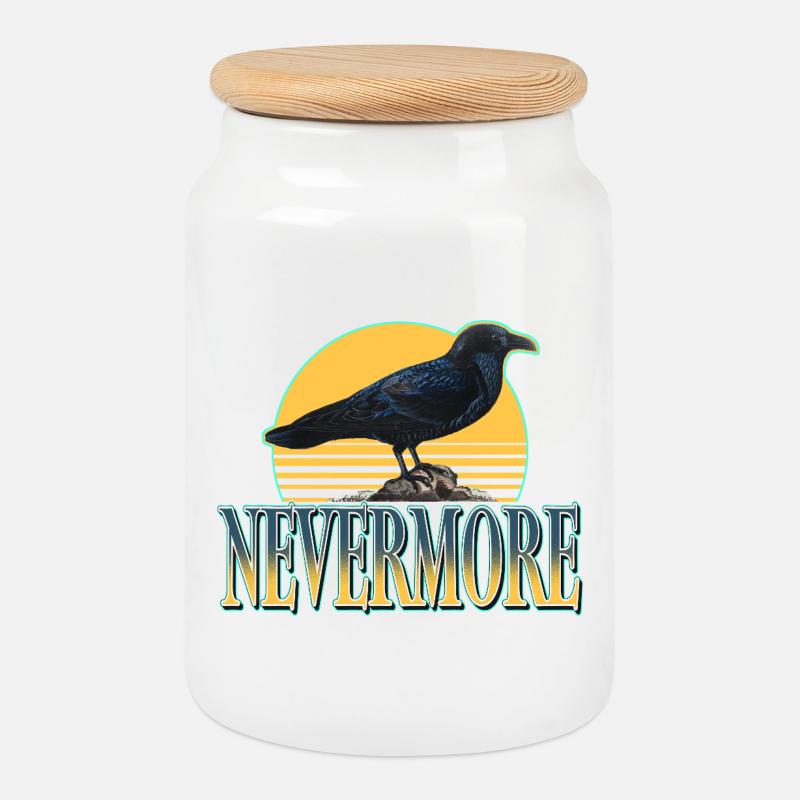 Nevermore – Raben & Gothic Ästhetik - Keksdose mit Holzdeckel - Weiß