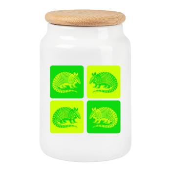 Vintage Gürteltier Armadillo Pop-Art - Keksdose mit Holzdeckel - Weiß - Vorne